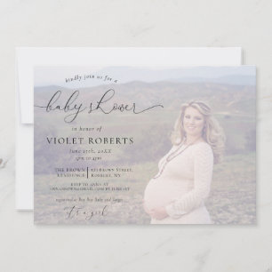 Foto Calligraphy Girl Baby Shower-inbjudan Inbjudningar