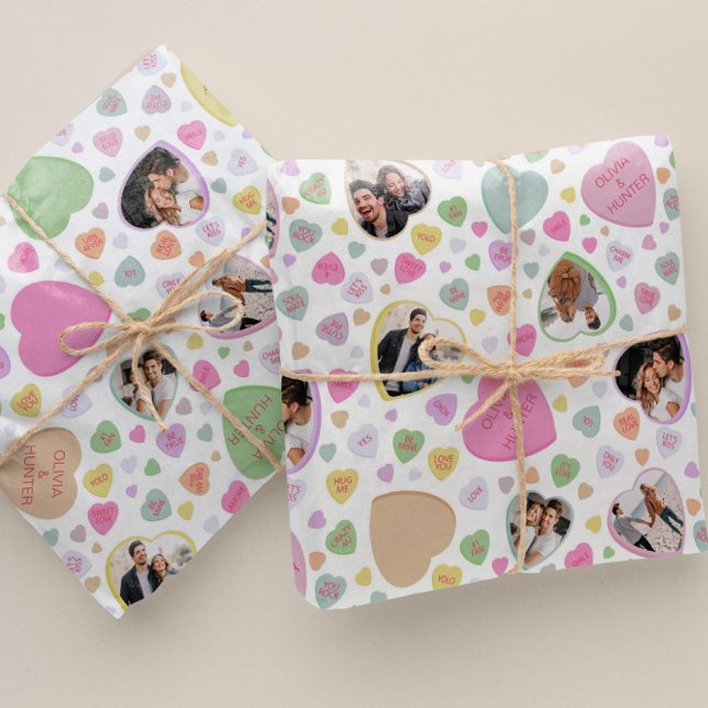 Foto Candy Heart Valentine Day Gift Wrap Presentpapper (Skapare uppladdad)