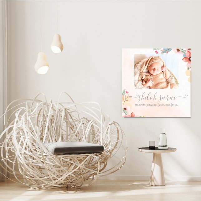 Foto Canvas, nyfödd födelsetter Canvastryck (Personalized Newborn Stats Keepsake Canvas Wall Decor)