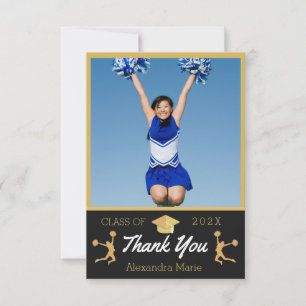 Foto Cheerleader Svart Guld Vit examen Tack Kort