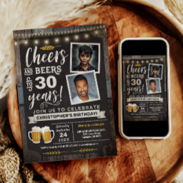 Foto Cheers and Beers 30-års födelsedagsinbjudan Inbjudningar