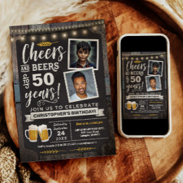 Foto Cheers and Beers 50-års födelsedagsinbjudan Inbjudningar