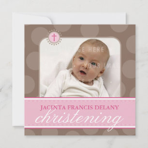 FOTO CHRISTENING INBJUDAN: polkadot 1SQ Inbjudningar