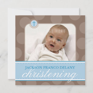 FOTO CHRISTENING INBJUDAN: polkadot 2SQ Inbjudningar
