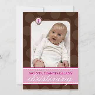 FOTO CHRISTENING INBJUDAN: Polkadot 3P Inbjudningar