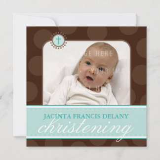 FOTO CHRISTENING INBJUDAN: polkadot 5SQ Inbjudningar