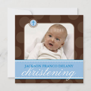 FOTO CHRISTENING INBJUDAN: polkadot 6SQ Inbjudningar