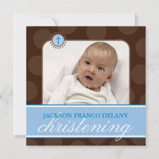 FOTO CHRISTENING INBJUDAN: polkadot 6SQ Inbjudningar