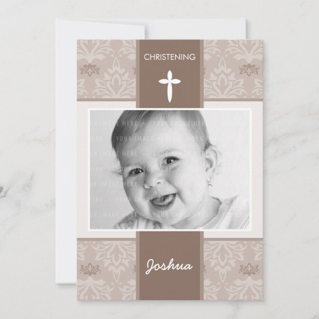 FOTO CHRISTENING INBJUDAN: söt 4P Inbjudningar (Framsida)