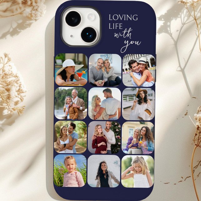 Foto Collage 12 Bildrutnät Kärlek Livet Med Dig (Dark Purple iphone case with 12 picture photo collage by Darling & May)