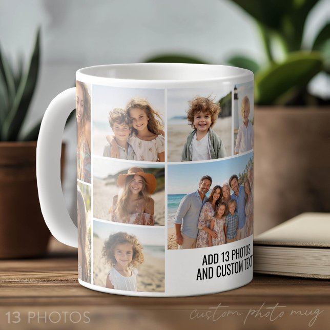 Foto Collage - 13 Bilder plus textblock Minimal Kaffemugg (Photo Mug with Lots of Photos)