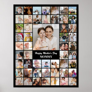 Foto Collage 52 Bildrutnät 11x14 Anpassad Svart Poster