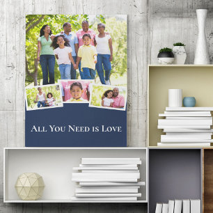 Foto Collage All You Need is Love Blå och Vit Canvastryck