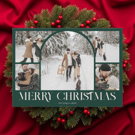 Foto Collage Båge God Jul Vintage Grön Julkort