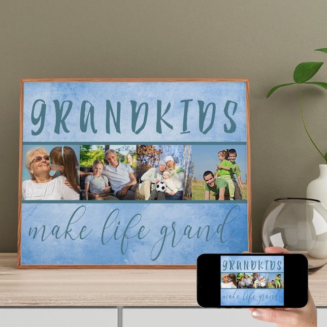 Foto Collage - Barnbarn Gör Livet Underbart Blå Poster (Skapare uppladdad)