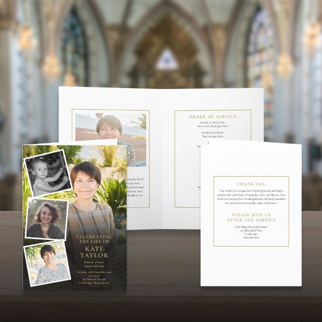 Foto Collage Begravning Order Of Service Vikt Program (Photo Collage Funeral Order Of Service Folded Program)