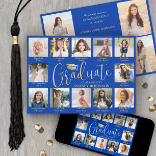 Foto Collage & Bildtexter Blå & Guld Examen Meddelande