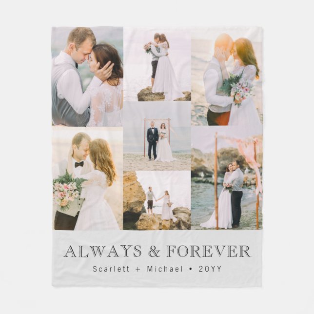 Foto Collage Bröllop Fleecefilt (Framsidan)