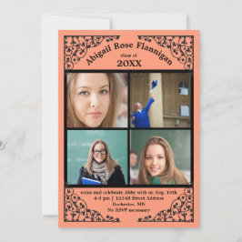Foto Collage Coral Lace - Examen Annonsering Inbjudningar