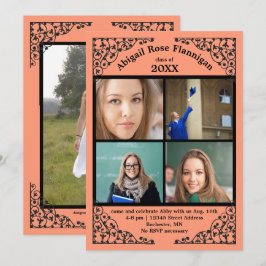 Foto Collage Coral Lace - Examen Annonsering Inbjudningar