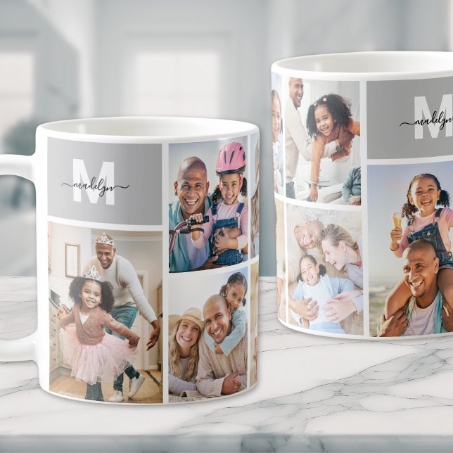 Foto Collage Enkel Monogram Bild Kaffemugg (Photo Collage Simple Monogram Picture Coffee Mug)