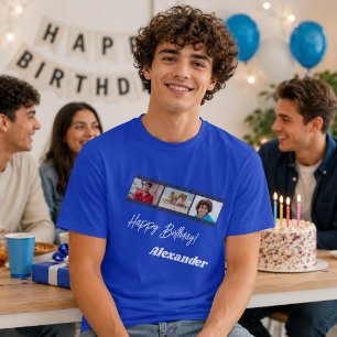 Foto collage film namn födelsedags man kunglig blå t shirt