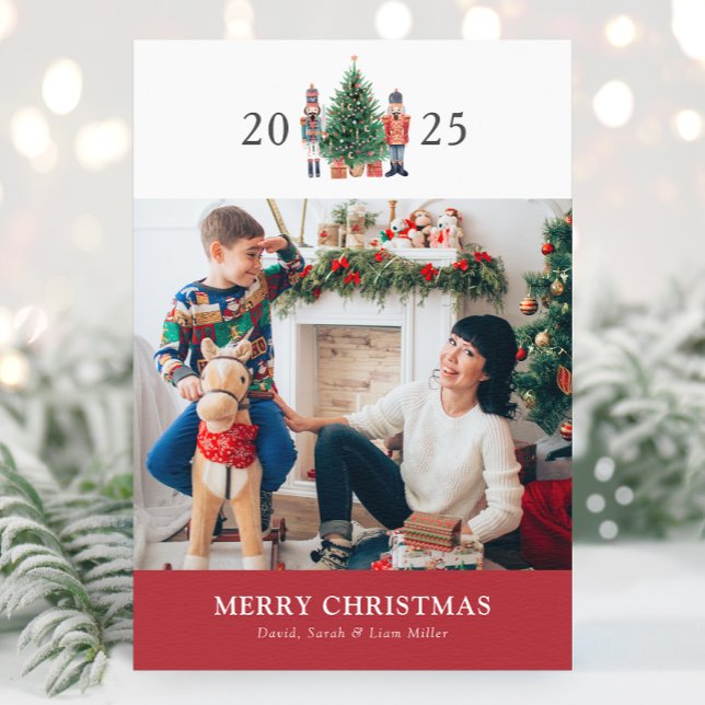 Foto Collage God Jul Semesterkort Julkort (Nutcracker 2025 Holiday Photo Collage Merry Christmas Card by Painted Paperie
)