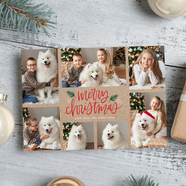 Foto Collage Handskriven God Jul Kraft Julkort (Skapare uppladdad)