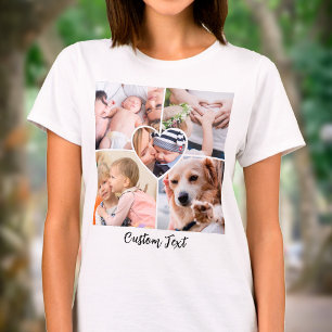 Foto Collage Hjärtformat Foto Anpassad Text T Shirt