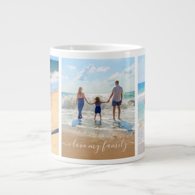 Foto Collage Kaffe Mugg Text - Jag älskar min fami Jumbo Mugg (Framsidan)