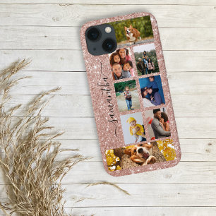 Foto Collage Kalligrafi Monogram Namn Glitter Ca