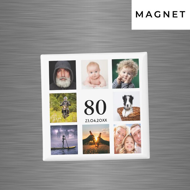 Foto collage kille 80-årsfirande magnet (Skapare uppladdad)