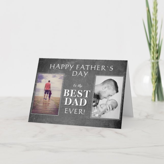 Foto Collage Kritskriftsbräda Bästa Pappa Fars dag Kort (Framsida)