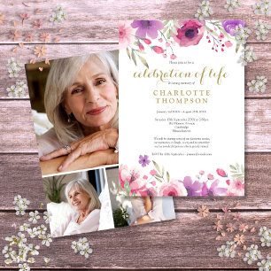 Foto Collage Livs Firande Blommig Begravning Inbjudningar