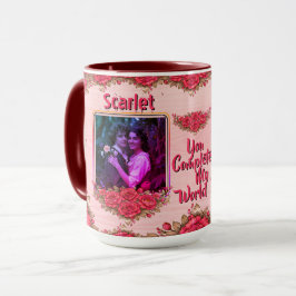 Foto Collage Namn Alla hjärtans dag Blommig Kaffe Mugg