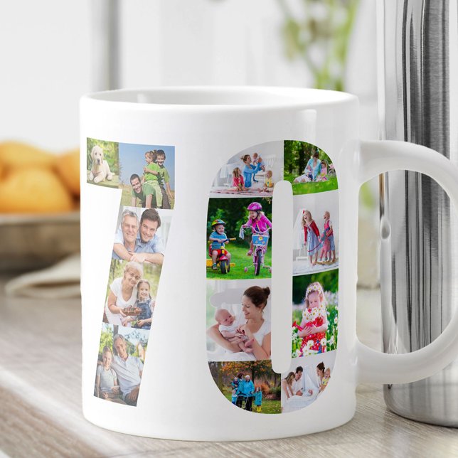 Foto Collage Nummer 70 - 70-årsdag Jumbo Mugg (Skapare uppladdad)