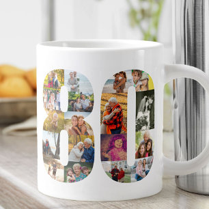 Foto Collage Nummer 80 - 80-årsdag Jumbo Mugg