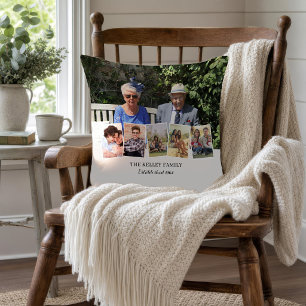 Foto Collage och familjenamn, "Etablerad" Kudde