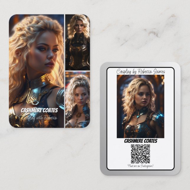 Foto Collage QR-kod Coscard Cosplay-foton Visitkort (Fram/baksida)