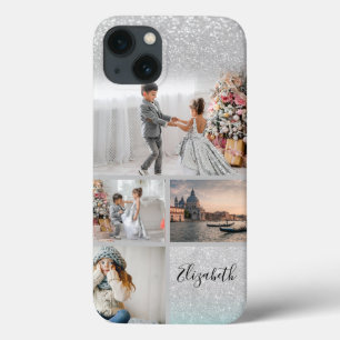 Foto Collage Silver Glitter Bokeh Ditt Namn