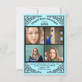 Foto Collage Teal Spets - 3x5 Grad Examensannonse Inbjudningar