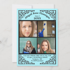 Foto Collage Teal Spets - Examen Annonsering Inbjudningar