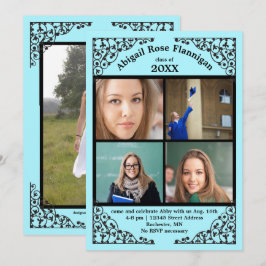 Foto Collage Teal Spets - Examen Annonsering Inbjudningar