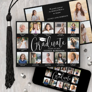 Foto Collage & Texter Svart & Vitt Examen Meddelande