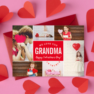 Foto Collage Valentine Day Card for Grandma Kort