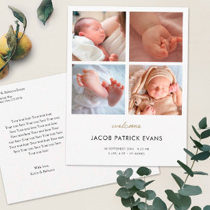 Foto Colllage Modern Boy Girl Birth-meddelande Vykort