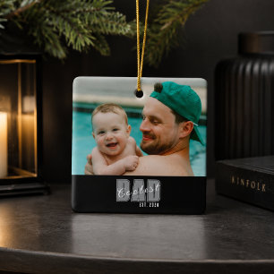 Foto Coolaste Pappa Est. Anpassat År - Pappas Pres Julgransprydnad Keramik