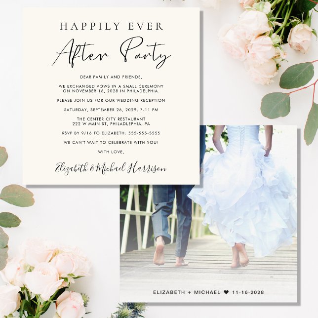 Foto Cream Mottagning Lyckliga Alltid Efter Inbjudningar (An elegant Happily Ever After Party Invitation to set the tone for an unforgettable event)