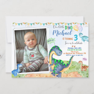 Foto Dinosaur-födelsedagsinbjudan Little dino Inbjudningar