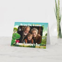 Foto Dinosaur Valentine Day Card for Grandson Kort